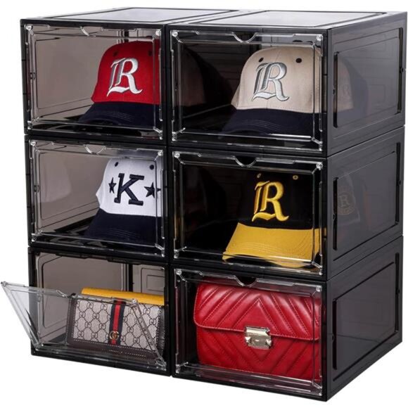 Hat Organizer for Baseball Caps, set of 6, Stackable Hat Storage Box - Picture 1 of 7